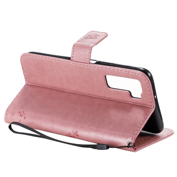 For Huawei Nova 7 SE Tree & Cat Embossed Pattern Horizontal Flip Leather Case with Holder & Card Slots & Wallet & Lanyard