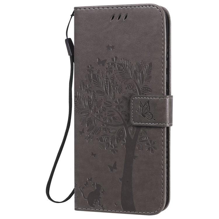 For Huawei Nova 7 SE Tree & Cat Embossed Pattern Horizontal Flip Leather Case with Holder & Card Slots & Wallet & Lanyard