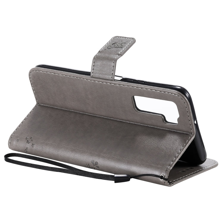 For Huawei Nova 7 SE Tree & Cat Embossed Pattern Horizontal Flip Leather Case with Holder & Card Slots & Wallet & Lanyard