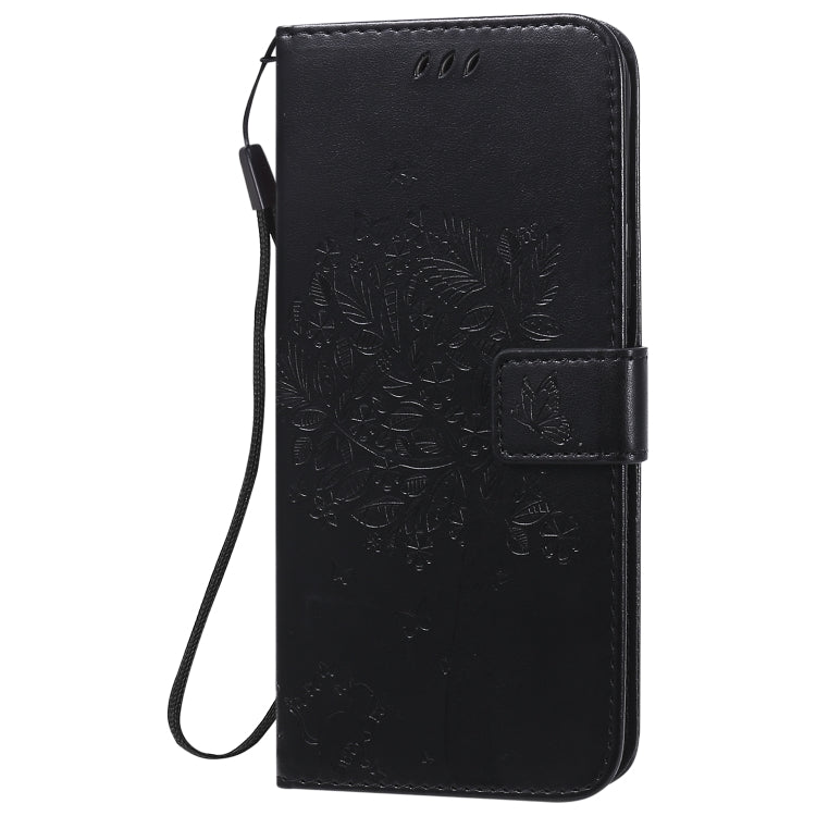 For Huawei Nova 7 SE Tree & Cat Embossed Pattern Horizontal Flip Leather Case with Holder & Card Slots & Wallet & Lanyard