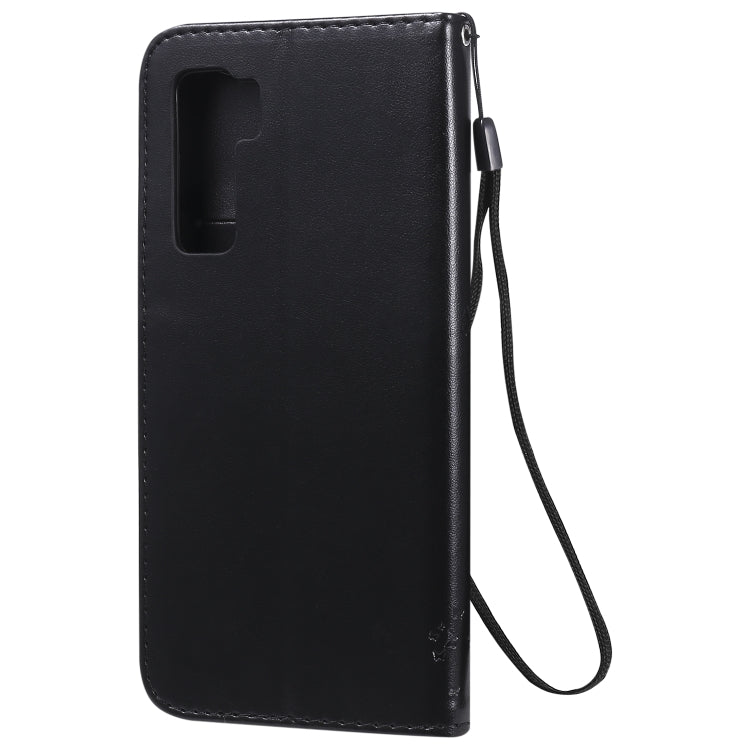 For Huawei Nova 7 SE Tree & Cat Embossed Pattern Horizontal Flip Leather Case with Holder & Card Slots & Wallet & Lanyard