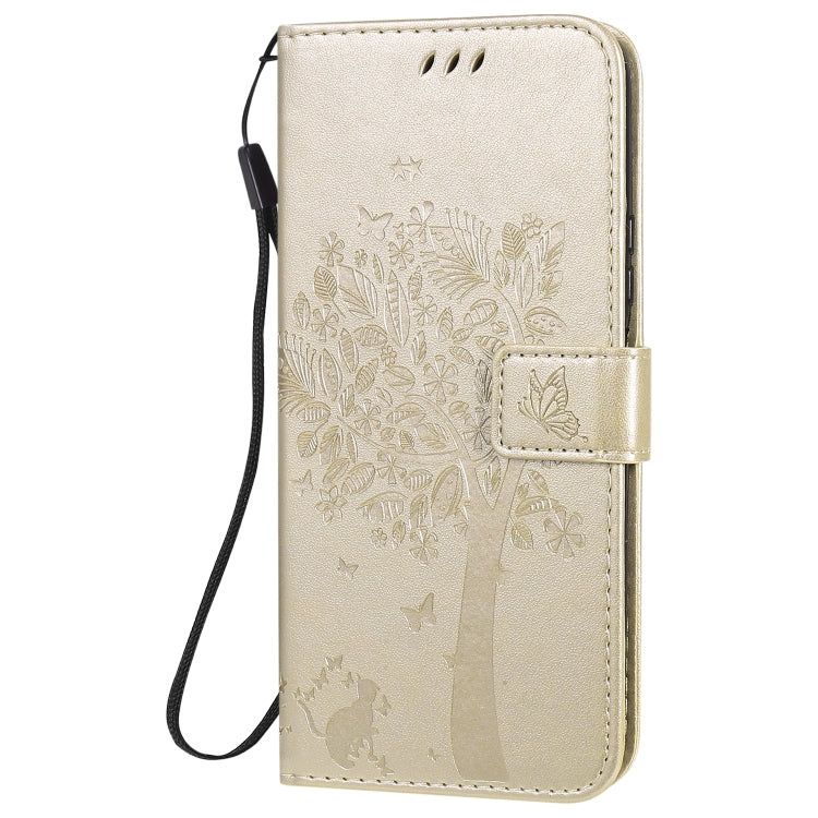 For Huawei Nova 7 SE Tree & Cat Embossed Pattern Horizontal Flip Leather Case with Holder & Card Slots & Wallet & Lanyard