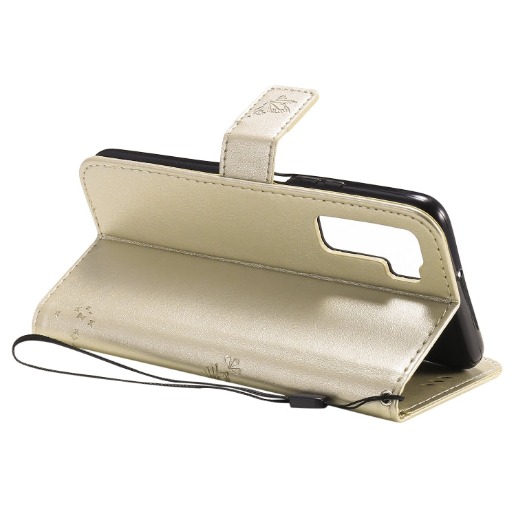 For Huawei Nova 7 SE Tree & Cat Embossed Pattern Horizontal Flip Leather Case with Holder & Card Slots & Wallet & Lanyard