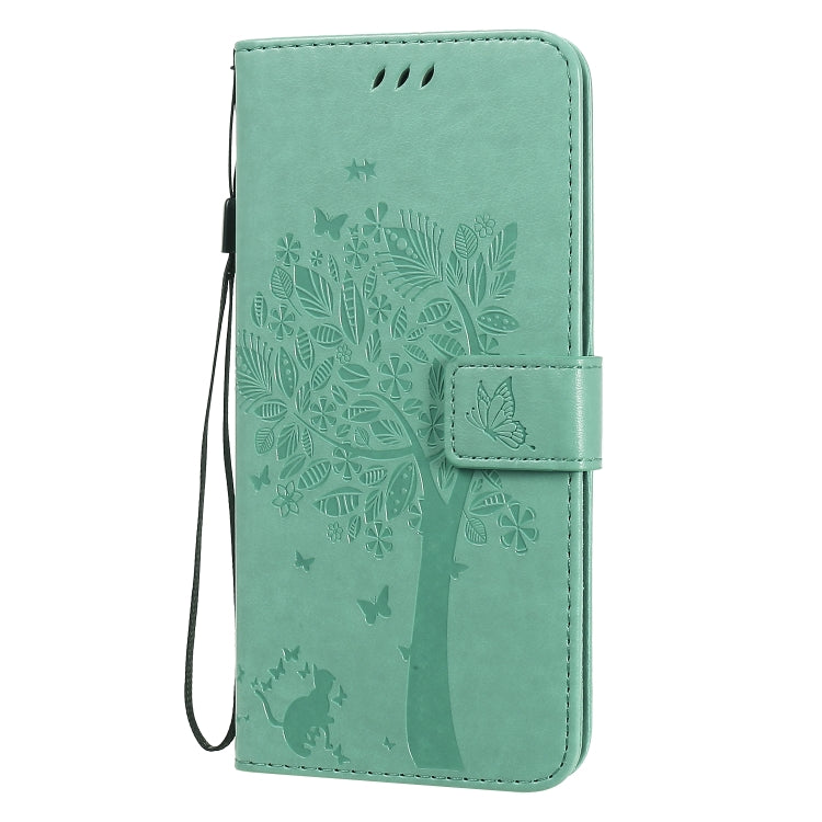 For Huawei Nova 7 Tree & Cat Embossed Pattern Horizontal Flip Leather Case with Holder & Card Slots & Wallet & Lanyard