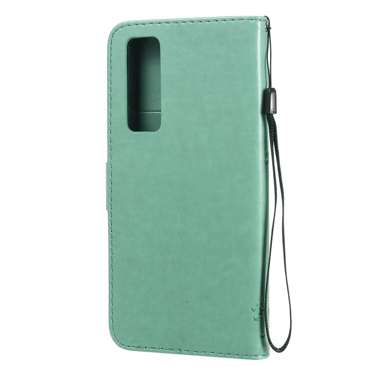 For Huawei Nova 7 Tree & Cat Embossed Pattern Horizontal Flip Leather Case with Holder & Card Slots & Wallet & Lanyard