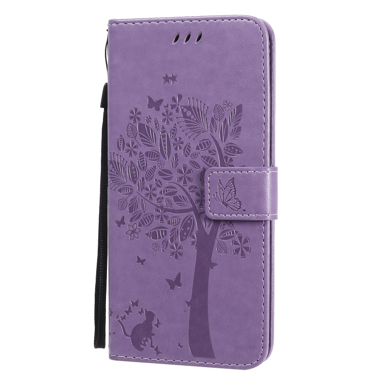 For Huawei Nova 7 Tree & Cat Embossed Pattern Horizontal Flip Leather Case with Holder & Card Slots & Wallet & Lanyard