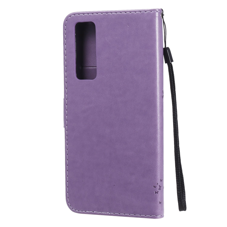 For Huawei Nova 7 Tree & Cat Embossed Pattern Horizontal Flip Leather Case with Holder & Card Slots & Wallet & Lanyard