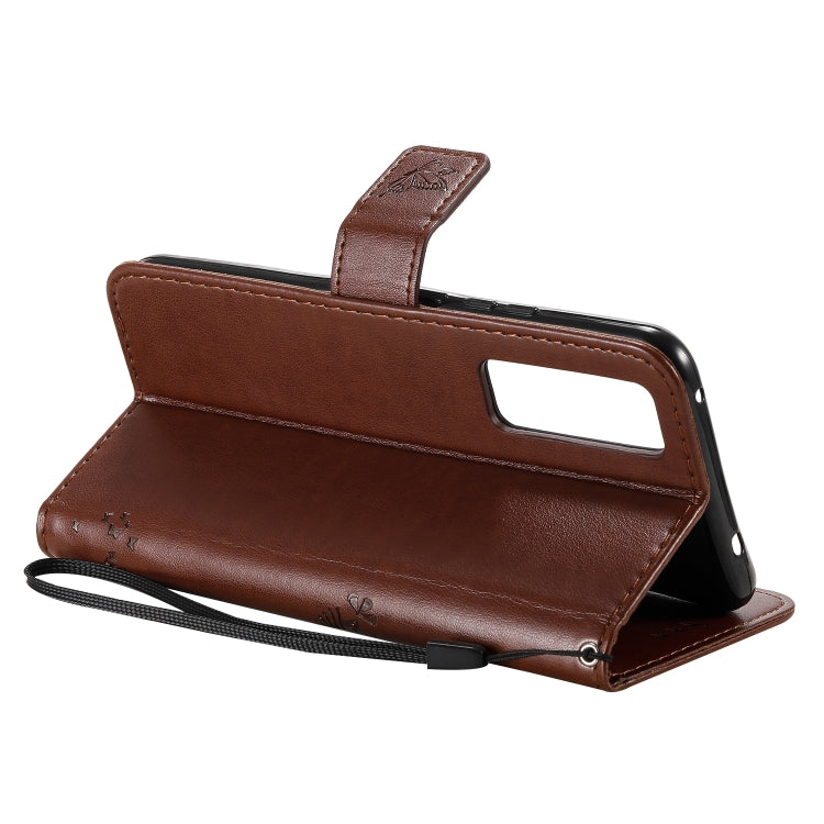 For Huawei Nova 7 Tree & Cat Embossed Pattern Horizontal Flip Leather Case with Holder & Card Slots & Wallet & Lanyard