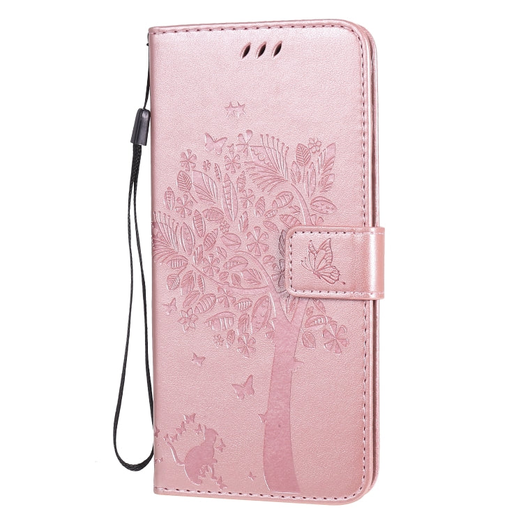 For Huawei Nova 7 Tree & Cat Embossed Pattern Horizontal Flip Leather Case with Holder & Card Slots & Wallet & Lanyard