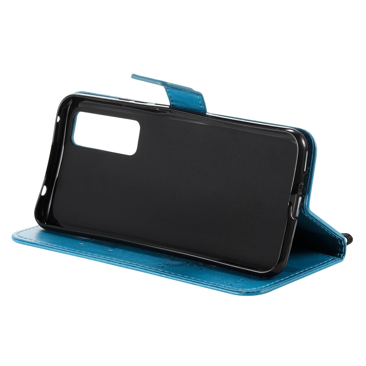 For Huawei Nova 7 Tree & Cat Embossed Pattern Horizontal Flip Leather Case with Holder & Card Slots & Wallet & Lanyard