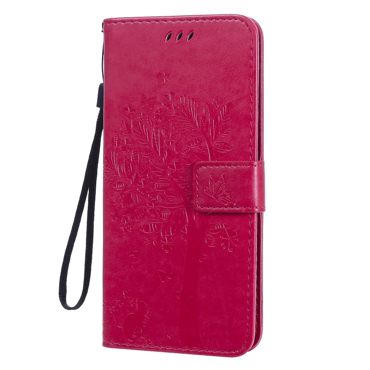 For Huawei Nova 7 Tree & Cat Embossed Pattern Horizontal Flip Leather Case with Holder & Card Slots & Wallet & Lanyard