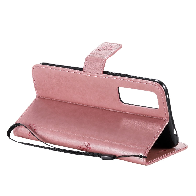 For Huawei Nova 7 Tree & Cat Embossed Pattern Horizontal Flip Leather Case with Holder & Card Slots & Wallet & Lanyard