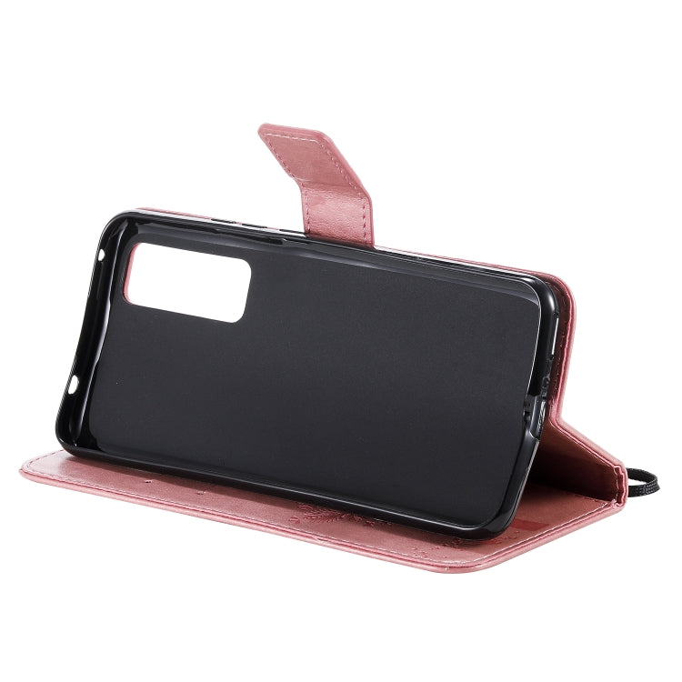 For Huawei Nova 7 Tree & Cat Embossed Pattern Horizontal Flip Leather Case with Holder & Card Slots & Wallet & Lanyard