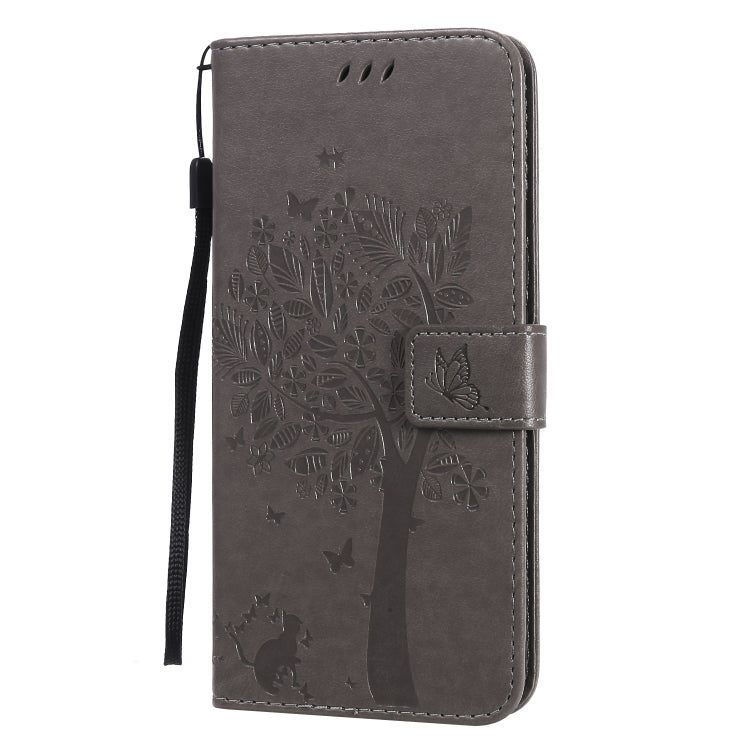 For Huawei Nova 7 Tree & Cat Embossed Pattern Horizontal Flip Leather Case with Holder & Card Slots & Wallet & Lanyard