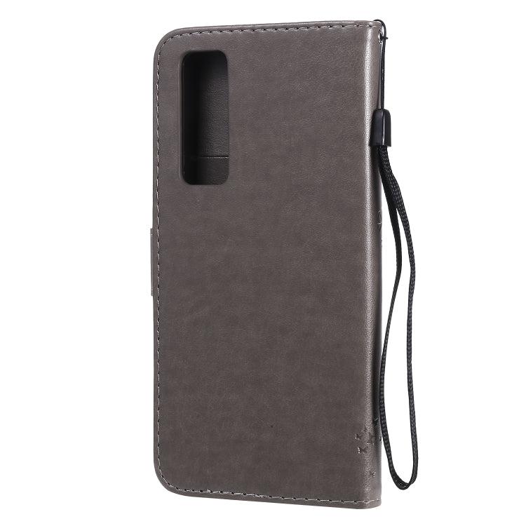 For Huawei Nova 7 Tree & Cat Embossed Pattern Horizontal Flip Leather Case with Holder & Card Slots & Wallet & Lanyard