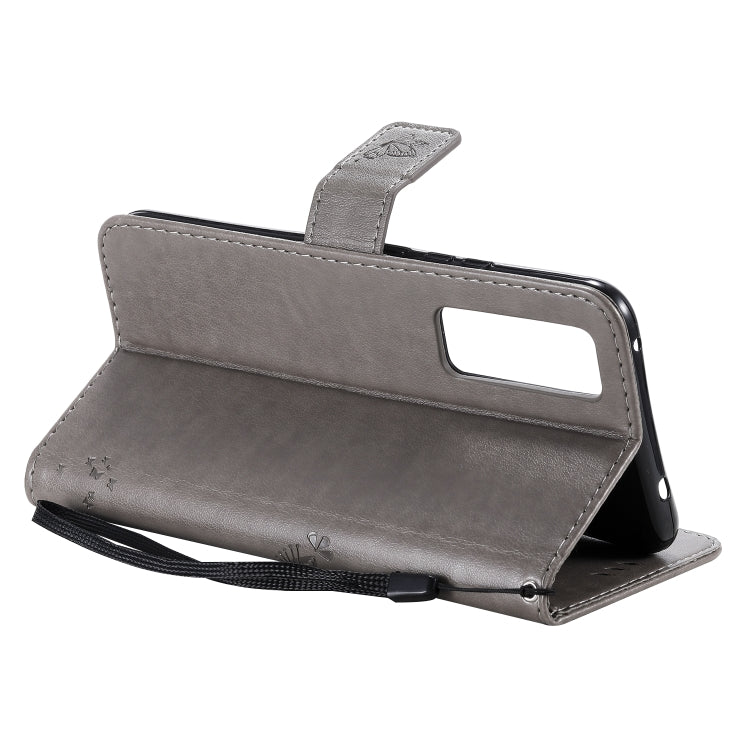 For Huawei Nova 7 Tree & Cat Embossed Pattern Horizontal Flip Leather Case with Holder & Card Slots & Wallet & Lanyard