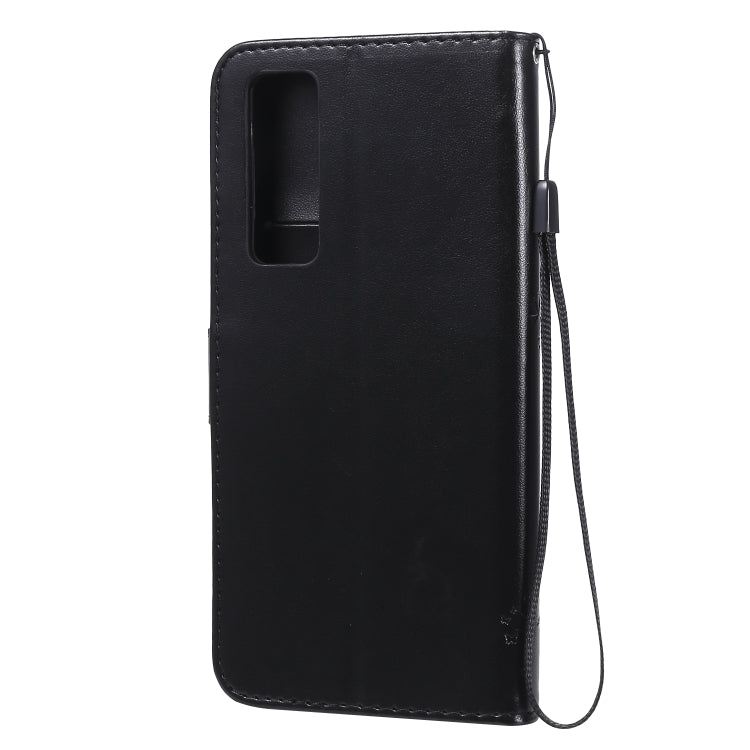 For Huawei Nova 7 Tree & Cat Embossed Pattern Horizontal Flip Leather Case with Holder & Card Slots & Wallet & Lanyard