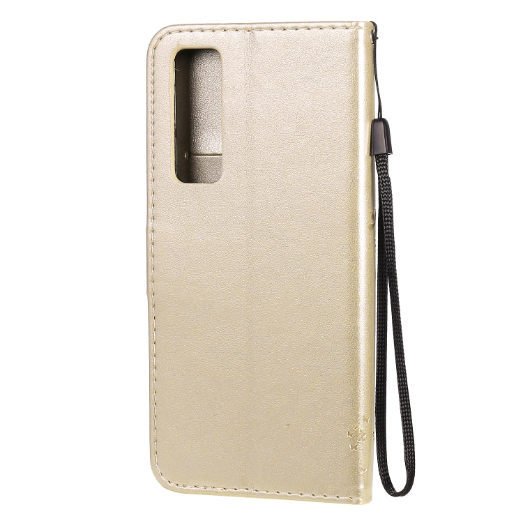 For Huawei Nova 7 Tree & Cat Embossed Pattern Horizontal Flip Leather Case with Holder & Card Slots & Wallet & Lanyard