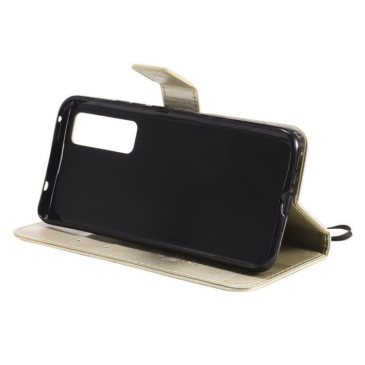 For Huawei Nova 7 Tree & Cat Embossed Pattern Horizontal Flip Leather Case with Holder & Card Slots & Wallet & Lanyard