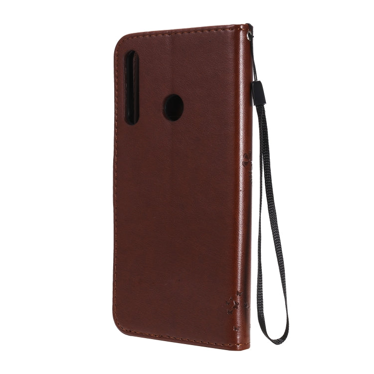 For Huawei P40 Lite E Tree & Cat Embossed Pattern Horizontal Flip Leather Case with Holder & Card Slots & Wallet & Lanyard