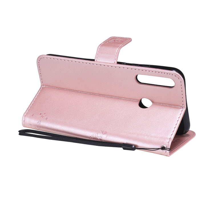 For Huawei P40 Lite E Tree & Cat Embossed Pattern Horizontal Flip Leather Case with Holder & Card Slots & Wallet & Lanyard