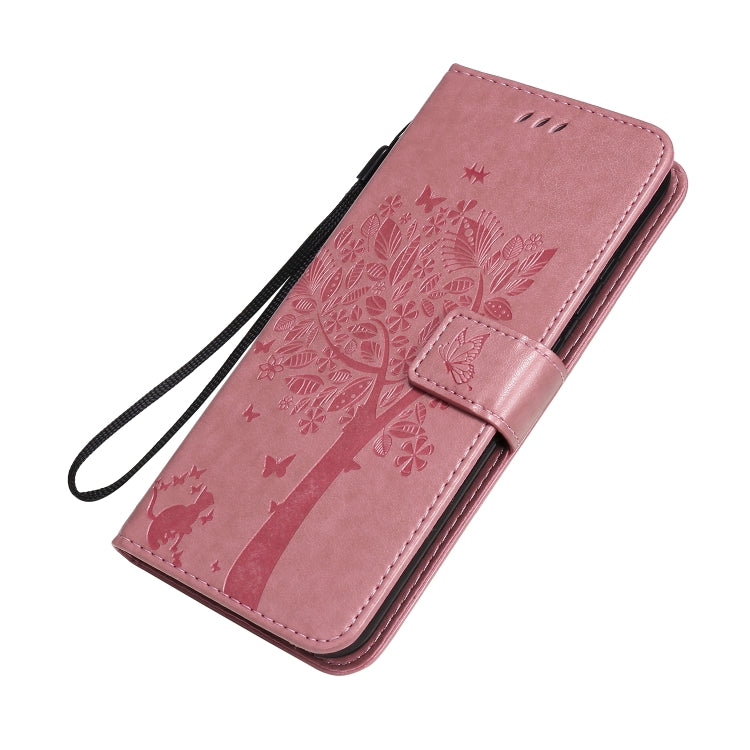 For Huawei P40 Lite E Tree & Cat Embossed Pattern Horizontal Flip Leather Case with Holder & Card Slots & Wallet & Lanyard