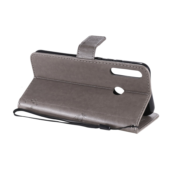 For Huawei P40 Lite E Tree & Cat Embossed Pattern Horizontal Flip Leather Case with Holder & Card Slots & Wallet & Lanyard