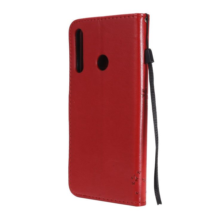 For Huawei P40 Lite E Tree & Cat Embossed Pattern Horizontal Flip Leather Case with Holder & Card Slots & Wallet & Lanyard