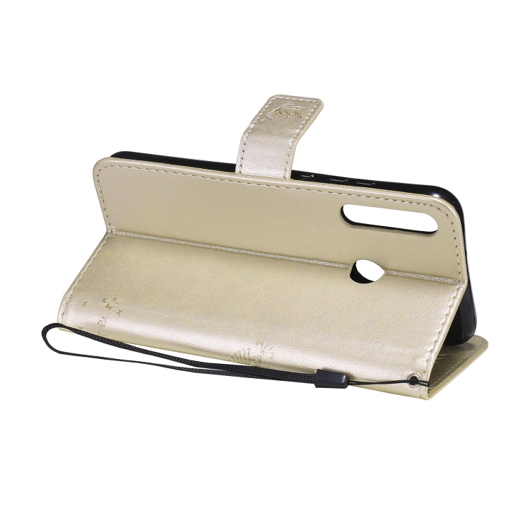 For Huawei P40 Lite E Tree & Cat Embossed Pattern Horizontal Flip Leather Case with Holder & Card Slots & Wallet & Lanyard