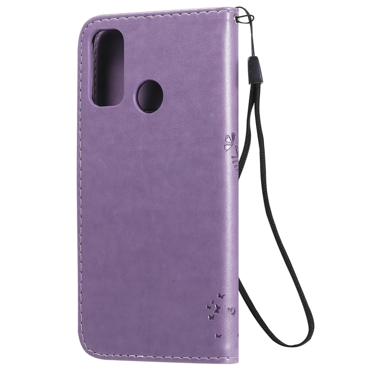 For Huawei P Smart 2020 Tree & Cat Embossed Pattern Horizontal Flip Leather Case with Holder & Card Slots & Wallet & Lanyard