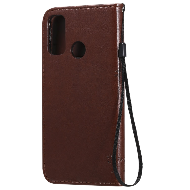 For Huawei P Smart 2020 Tree & Cat Embossed Pattern Horizontal Flip Leather Case with Holder & Card Slots & Wallet & Lanyard