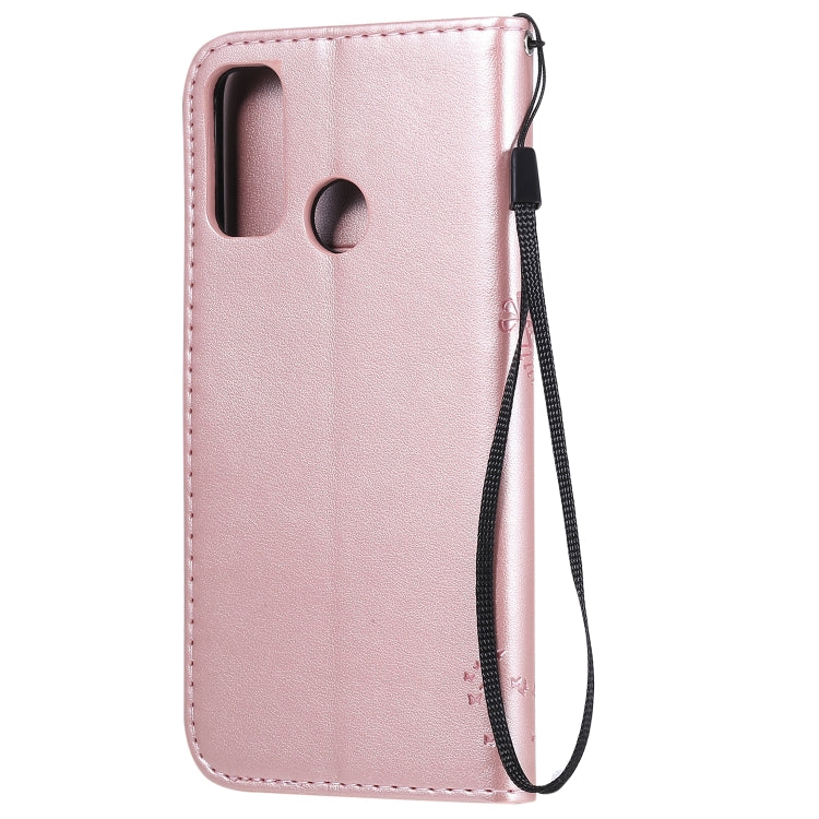 For Huawei P Smart 2020 Tree & Cat Embossed Pattern Horizontal Flip Leather Case with Holder & Card Slots & Wallet & Lanyard