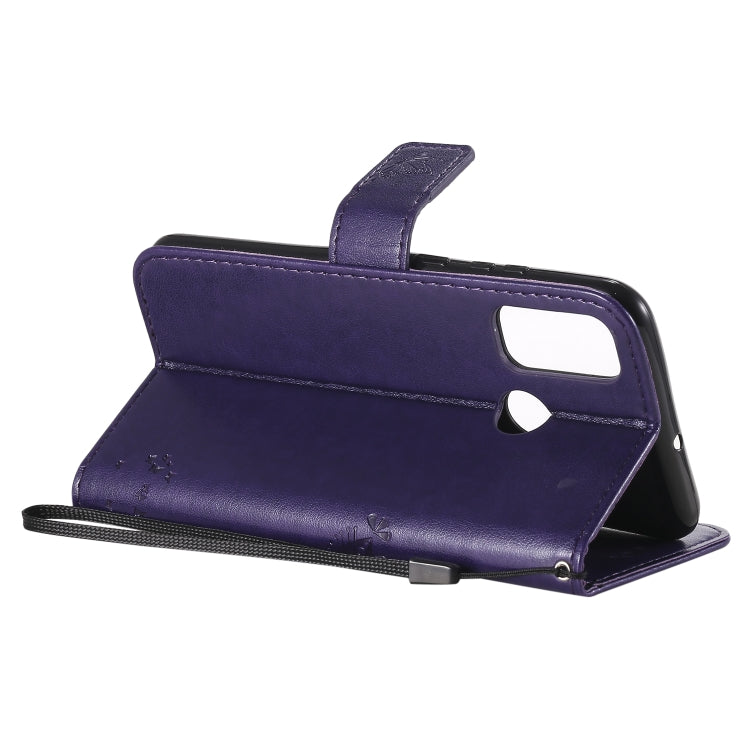 For Huawei P Smart 2020 Tree & Cat Embossed Pattern Horizontal Flip Leather Case with Holder & Card Slots & Wallet & Lanyard