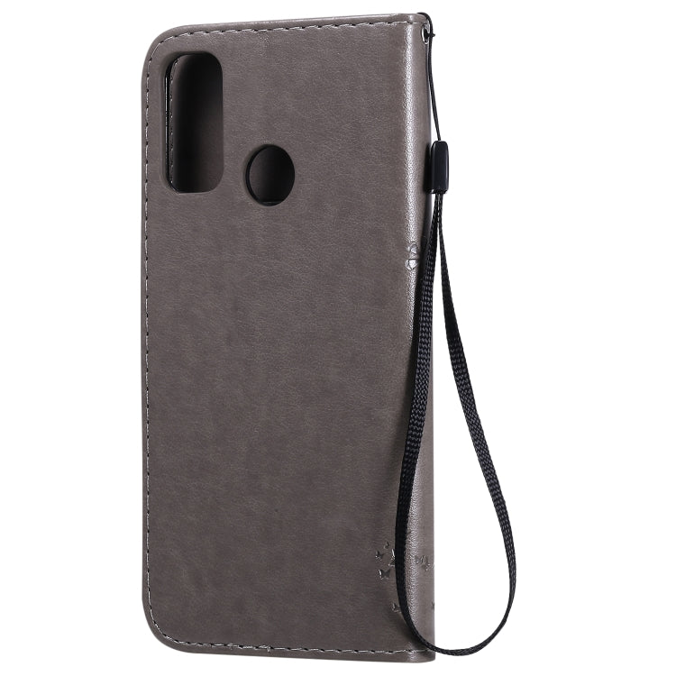 For Huawei P Smart 2020 Tree & Cat Embossed Pattern Horizontal Flip Leather Case with Holder & Card Slots & Wallet & Lanyard