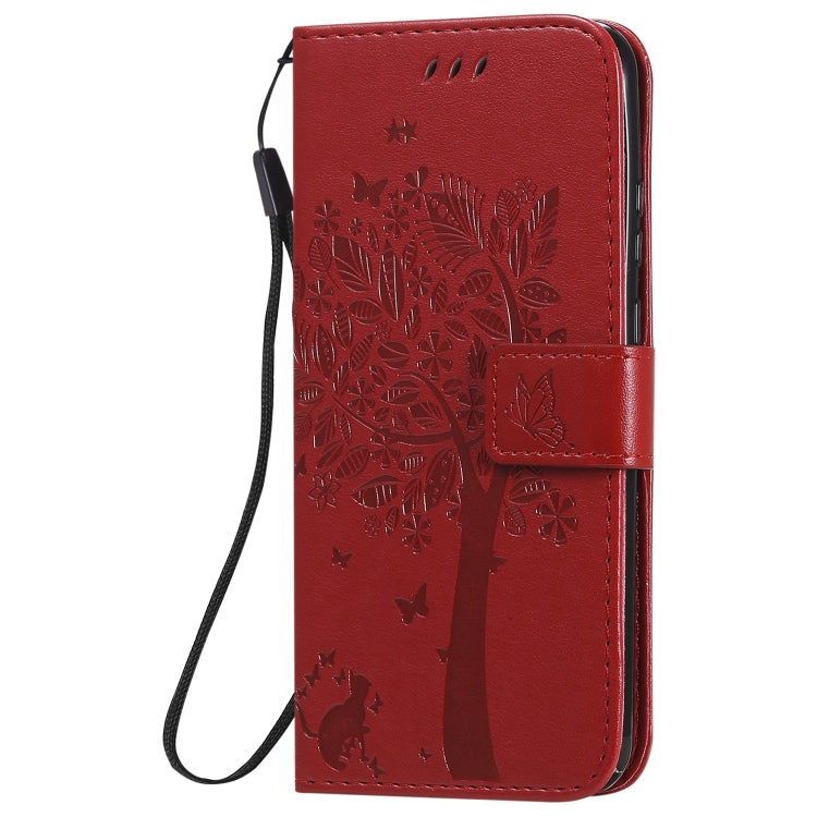 For Huawei P Smart 2020 Tree & Cat Embossed Pattern Horizontal Flip Leather Case with Holder & Card Slots & Wallet & Lanyard