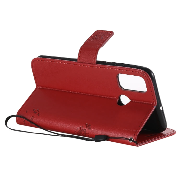 For Huawei P Smart 2020 Tree & Cat Embossed Pattern Horizontal Flip Leather Case with Holder & Card Slots & Wallet & Lanyard