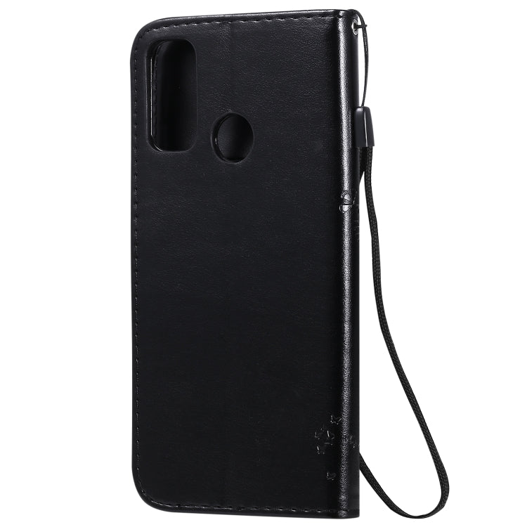 For Huawei P Smart 2020 Tree & Cat Embossed Pattern Horizontal Flip Leather Case with Holder & Card Slots & Wallet & Lanyard