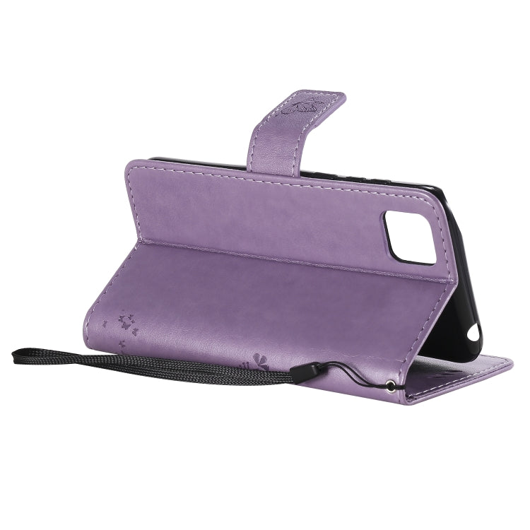 For Huawei Y5p Tree & Cat Embossed Pattern Horizontal Flip Leather Case with Holder & Card Slots & Wallet & Lanyard