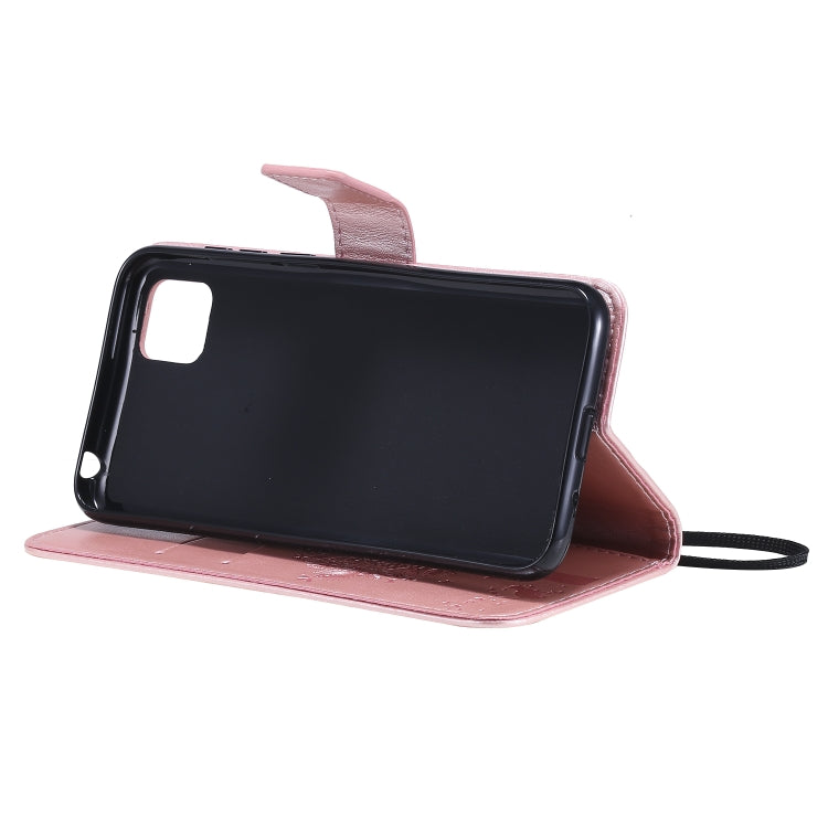 For Huawei Y5p Tree & Cat Embossed Pattern Horizontal Flip Leather Case with Holder & Card Slots & Wallet & Lanyard