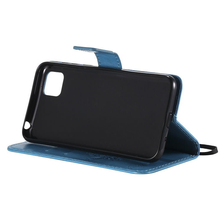 For Huawei Y5p Tree & Cat Embossed Pattern Horizontal Flip Leather Case with Holder & Card Slots & Wallet & Lanyard