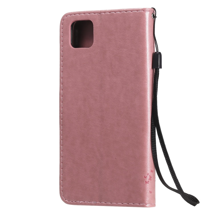 For Huawei Y5p Tree & Cat Embossed Pattern Horizontal Flip Leather Case with Holder & Card Slots & Wallet & Lanyard
