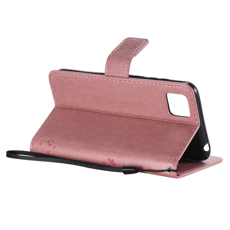 For Huawei Y5p Tree & Cat Embossed Pattern Horizontal Flip Leather Case with Holder & Card Slots & Wallet & Lanyard