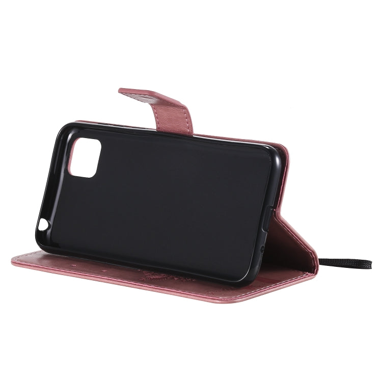 For Huawei Y5p Tree & Cat Embossed Pattern Horizontal Flip Leather Case with Holder & Card Slots & Wallet & Lanyard