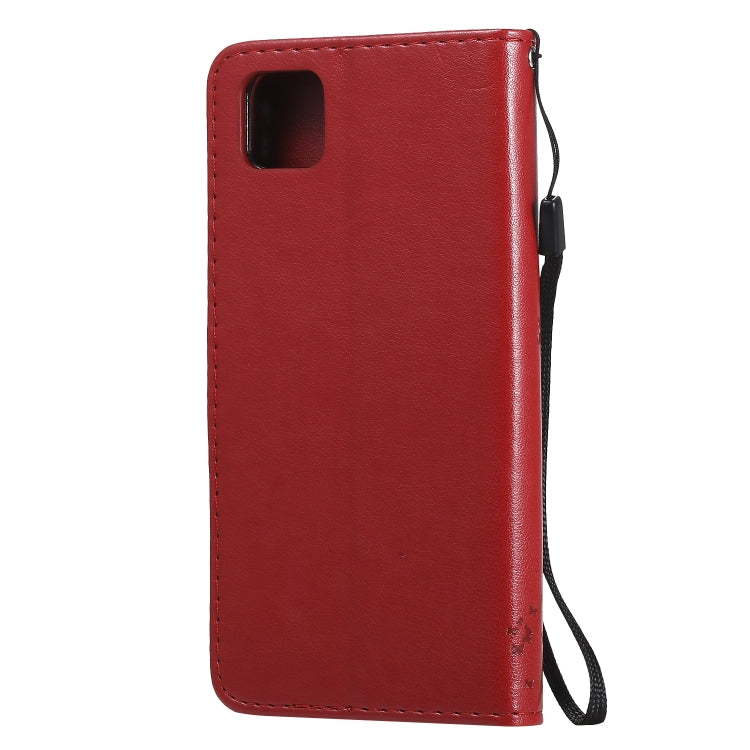 For Huawei Y5p Tree & Cat Embossed Pattern Horizontal Flip Leather Case with Holder & Card Slots & Wallet & Lanyard