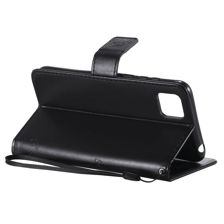 For Huawei Y5p Tree & Cat Embossed Pattern Horizontal Flip Leather Case with Holder & Card Slots & Wallet & Lanyard