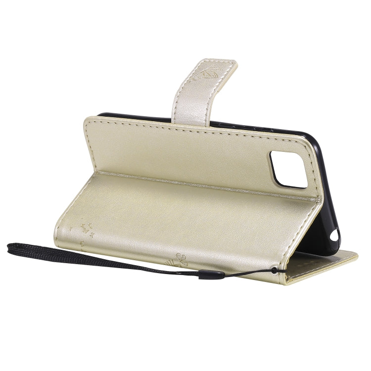 For Huawei Y5p Tree & Cat Embossed Pattern Horizontal Flip Leather Case with Holder & Card Slots & Wallet & Lanyard