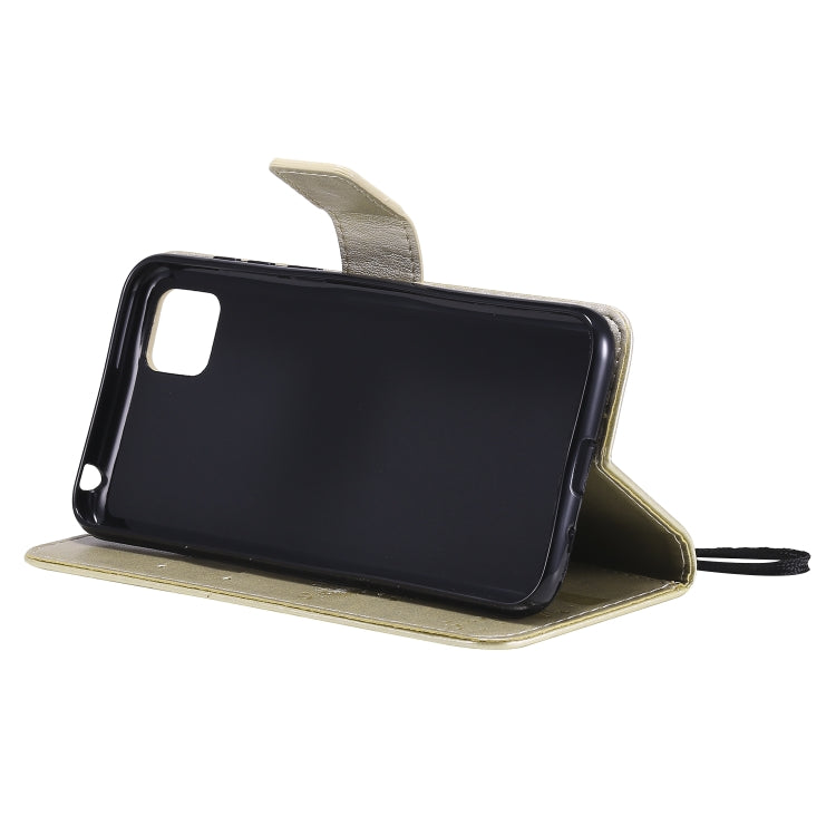 For Huawei Y5p Tree & Cat Embossed Pattern Horizontal Flip Leather Case with Holder & Card Slots & Wallet & Lanyard