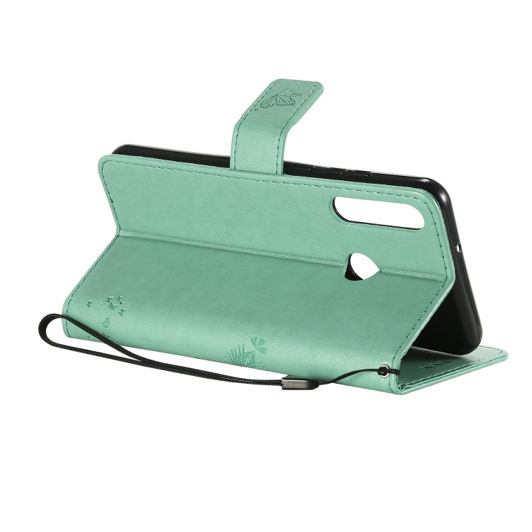 For Huawei Y6p Tree & Cat Embossed Pattern Horizontal Flip Leather Case with Holder & Card Slots & Wallet & Lanyard