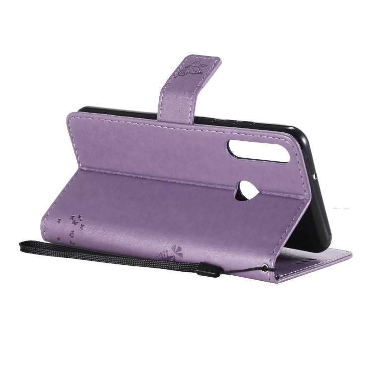 For Huawei Y6p Tree & Cat Embossed Pattern Horizontal Flip Leather Case with Holder & Card Slots & Wallet & Lanyard