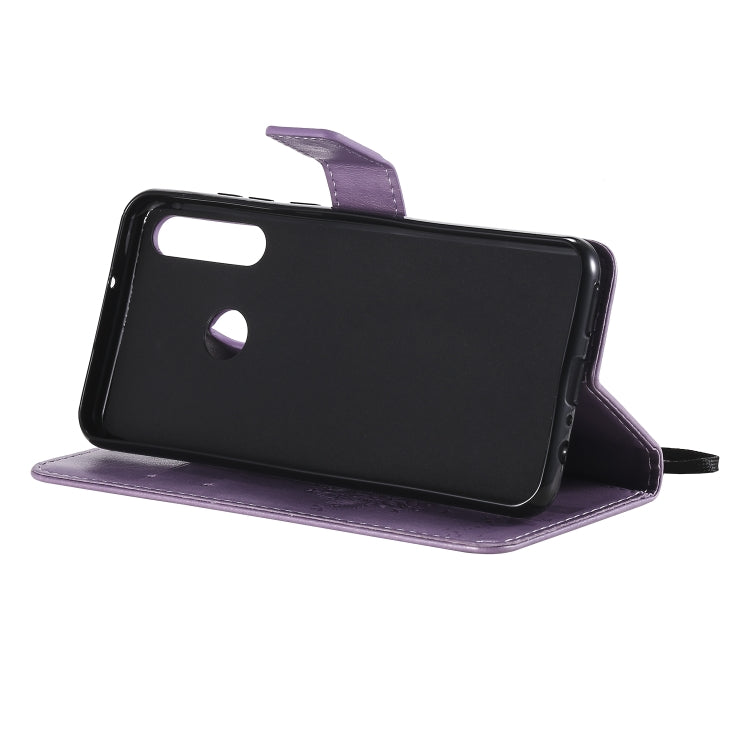 For Huawei Y6p Tree & Cat Embossed Pattern Horizontal Flip Leather Case with Holder & Card Slots & Wallet & Lanyard